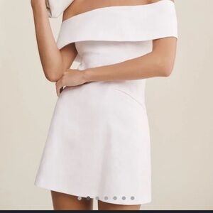 Anthropologie BHLDN White Wedding Dress -Ingrid off the Shoulder Mini Dress -Sma